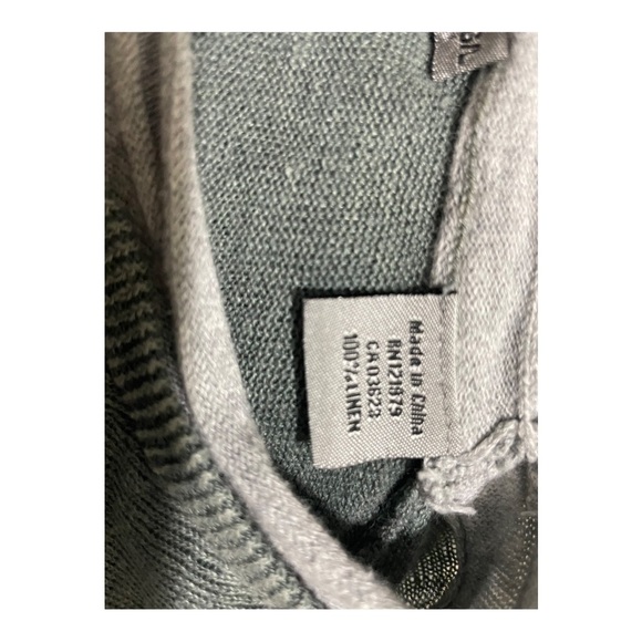 Projek Raw mens linen sweater double V-neck grey insert collar light green large - Picture 6 of 8